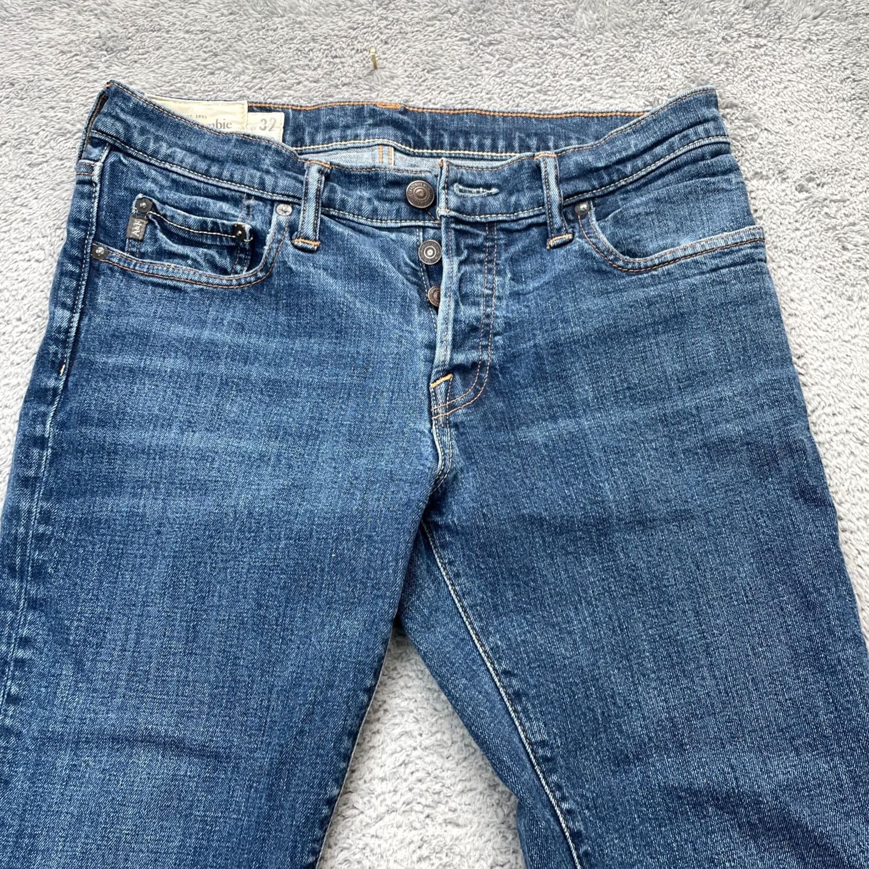 Abercrombie & Fitch VTG Abercrombie & Fitch Jeans Mens 32x32 Blue Skinny Denim Dark Wash 5-Pocket Accents Button Logo Regular Primarily City Preppy Mens Size US 34 / EU 50 - 6 Thumbnail
