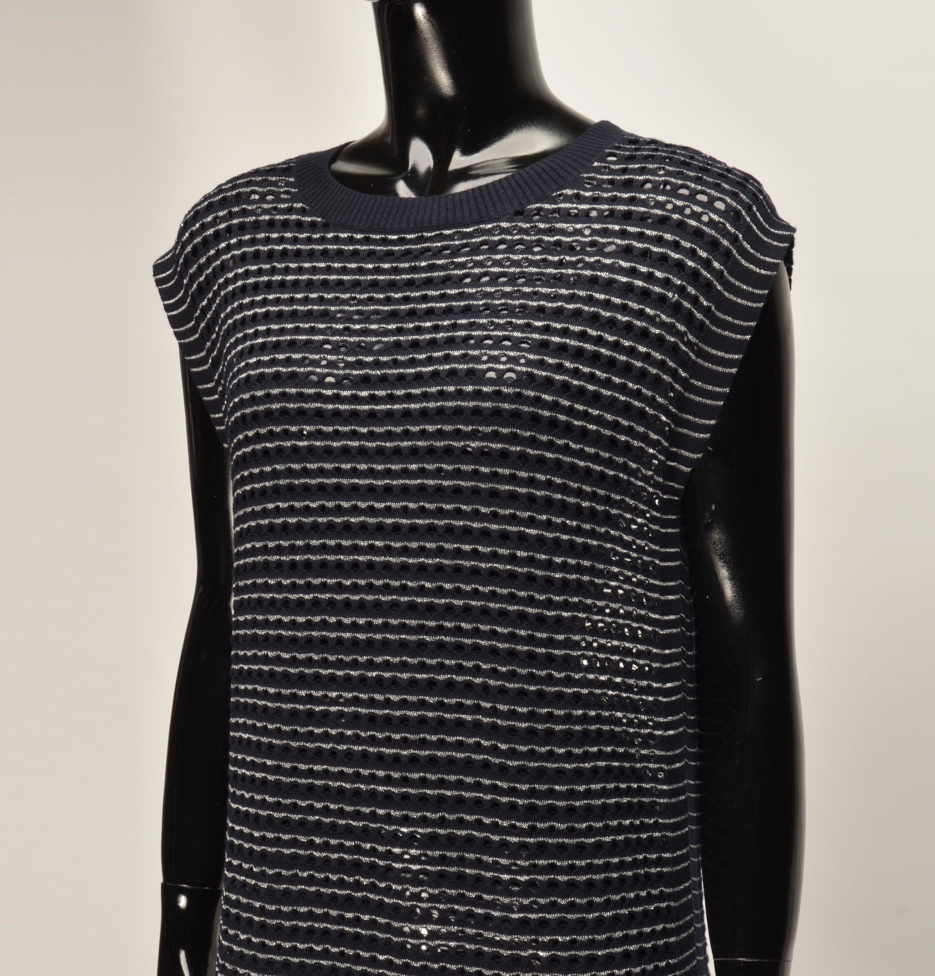 Allsaints AllSaints Navy Blue Open Knit Sleeveless Dress Size M / US 6-8 / IT 42-44 - 2 Thumbnail