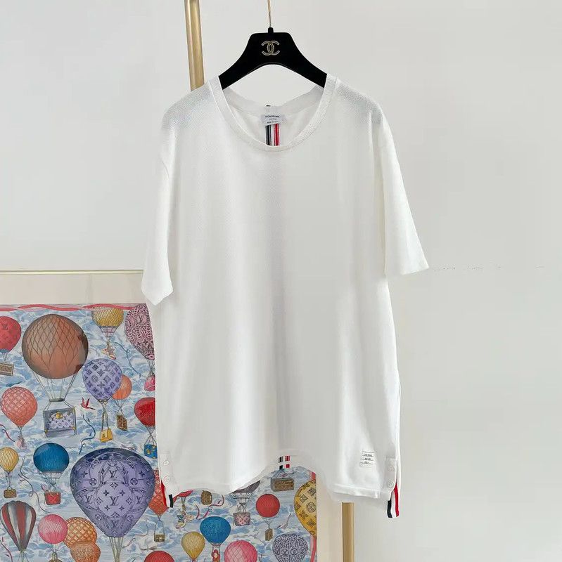 Thom Browne Thom Browne White Cotton Short Sleeve T-Shirt 0089 Size XXL / US 16-18 / IT 52-54 - 1 Thumbnail