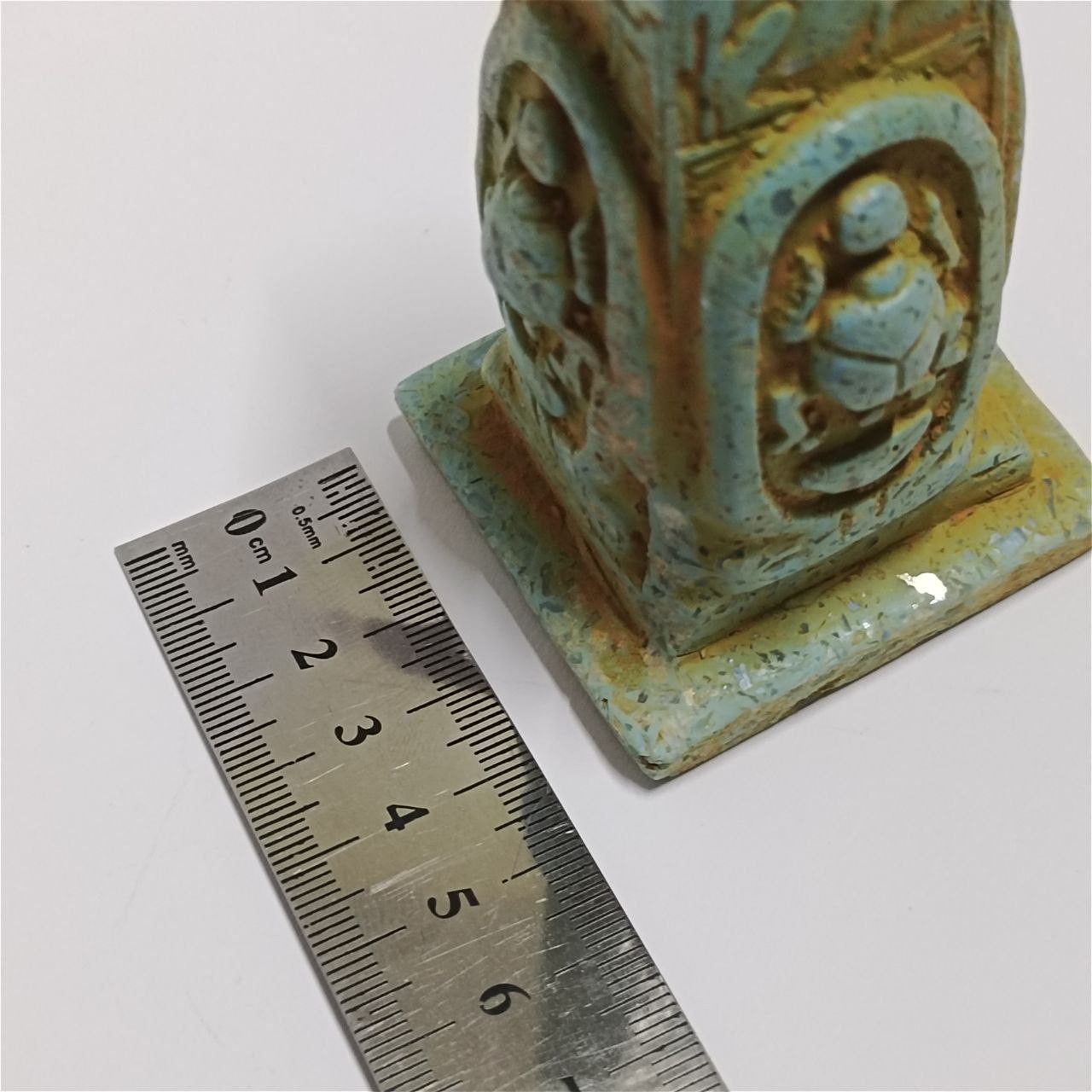 Replica Egypt obelisk with carved hieroglyphs made from rare