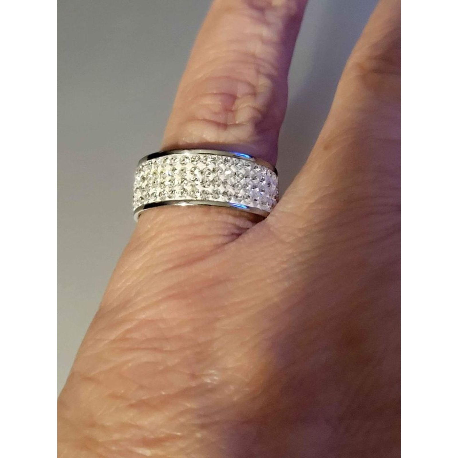 Other Sparking Stainless Steel Pave Rhinestone Silver Ring Size 6 Size ONE SIZE - 2 Thumbnail
