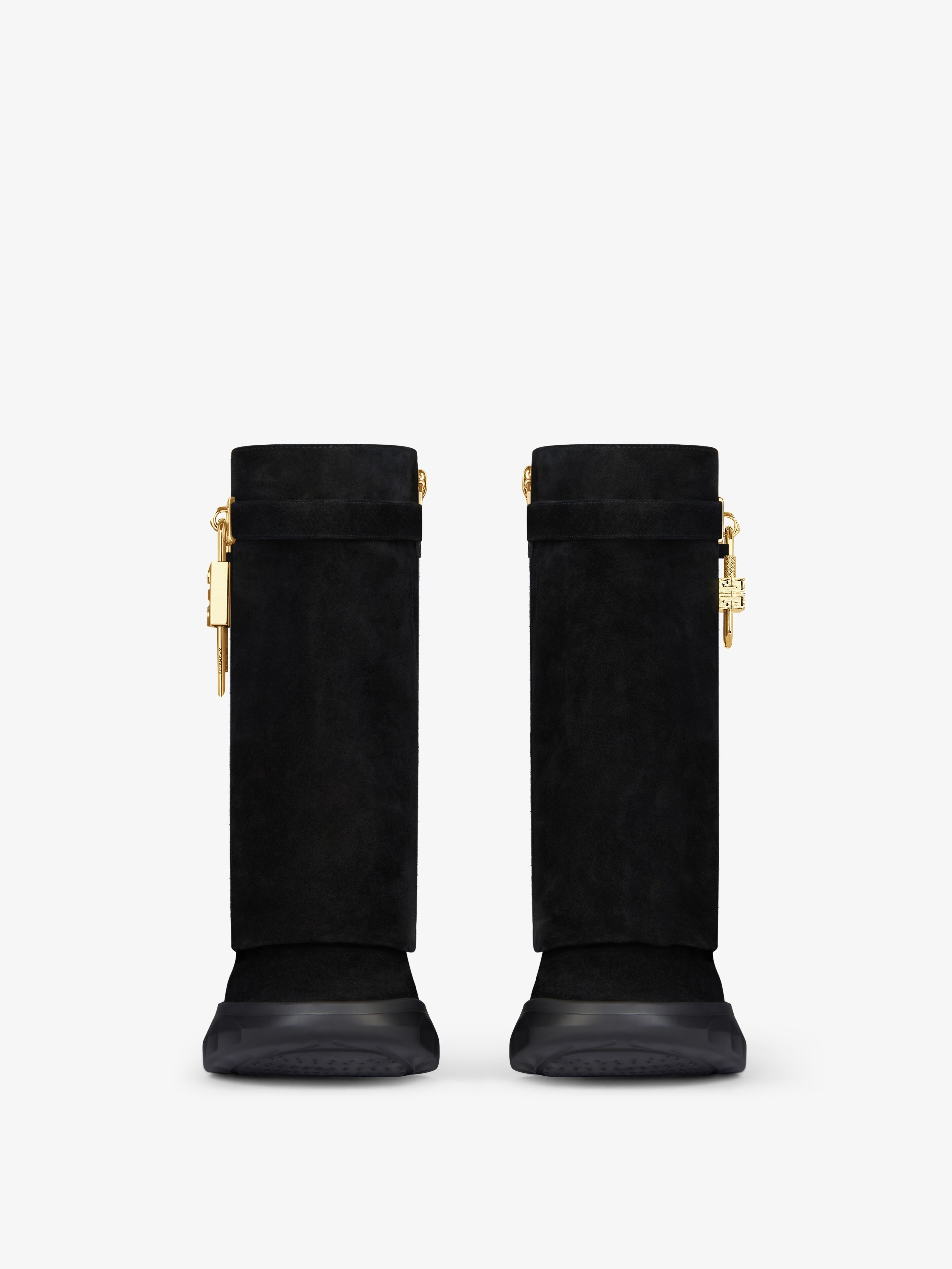 Givenchy o1srvl11e0525 Shark Lock Ankle Boots Biker Low Wedge Black Size US 6 / IT 36 - 3 Thumbnail