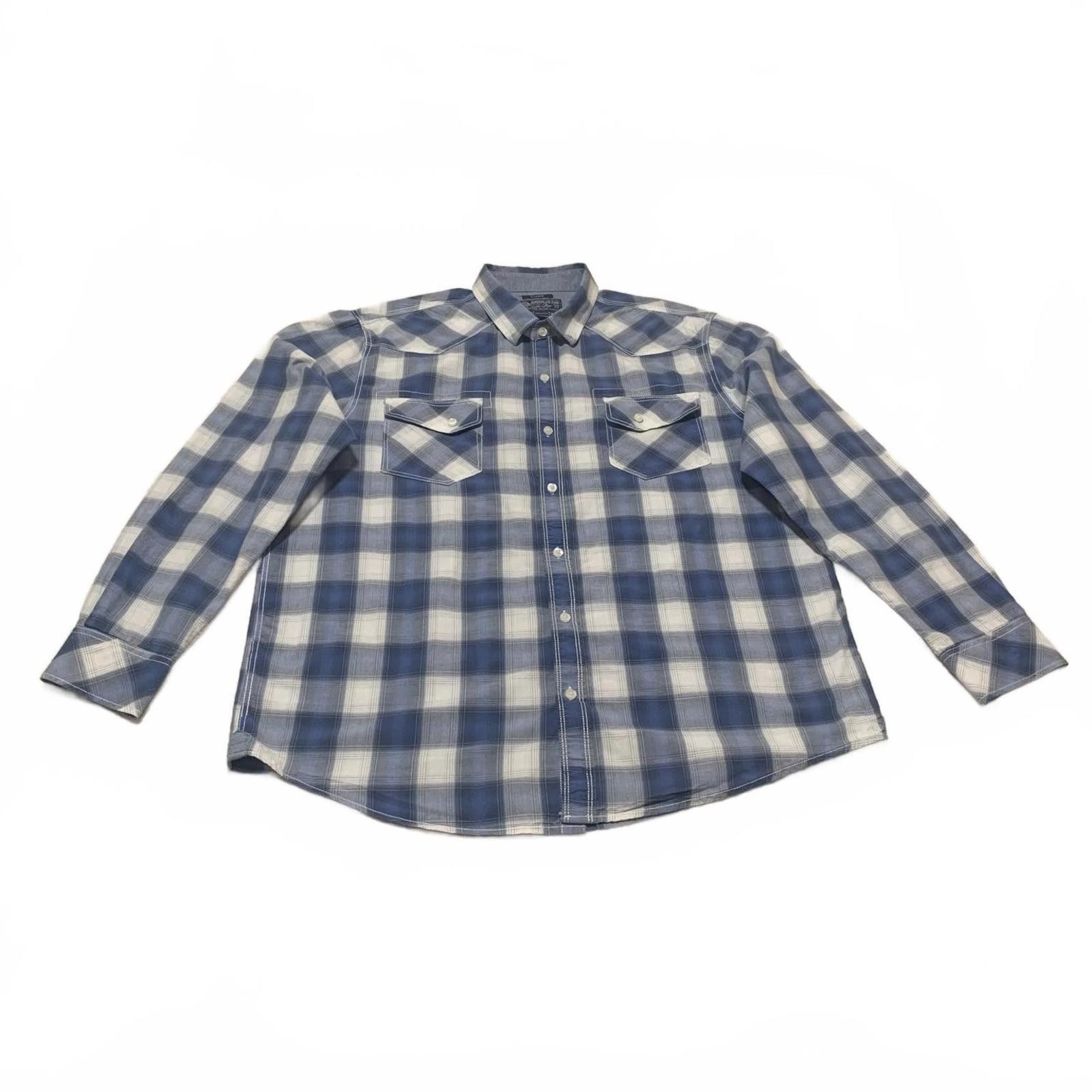American Rag American Rag Men's XL Blue White Plaid Long Sleeve Shirt Size US XL / EU 56 / 4 - 1 Thumbnail