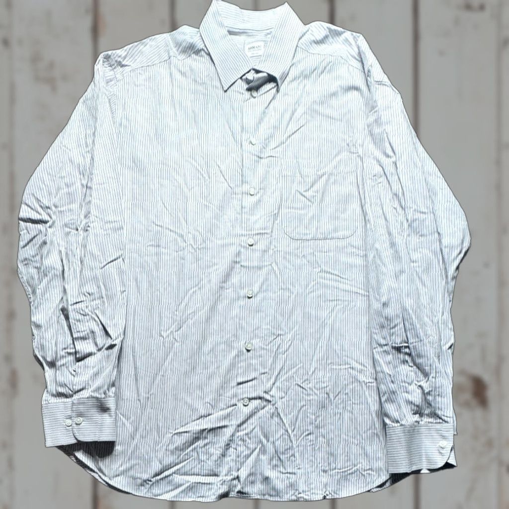 Vintage Armani Collection Long Sleeve Button-Up Mens Large Stripe Italy 100% Cotton 1664 Size US L / EU 52-54 / 3 - 1 Thumbnail