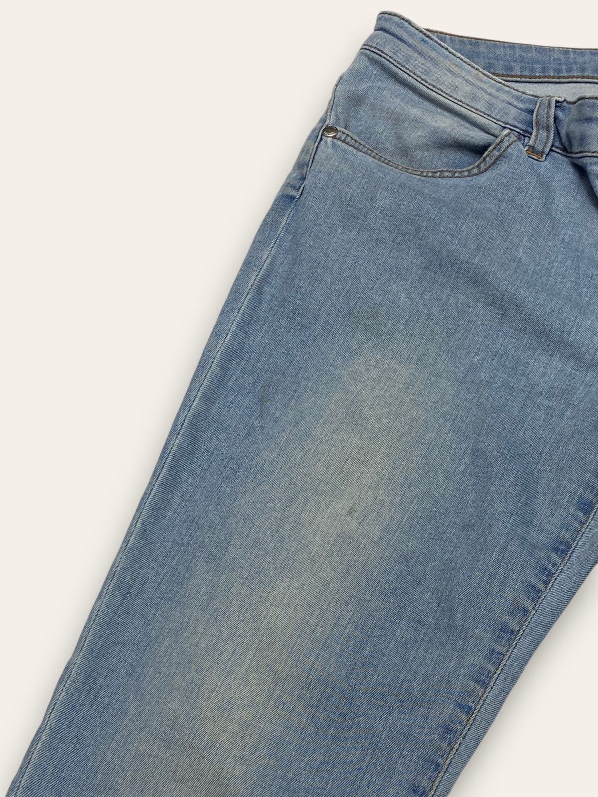 Jean Vintage VERSUS VERSACE Blue Animal Patch Jeans Slim Y2K Size 31" - 15 Thumbnail