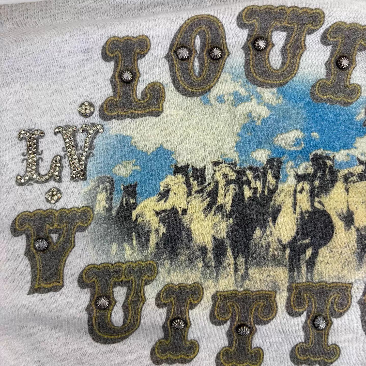 Louis Vuitton LV 1854 Western Scene Rivet Crystal Logo White SL Tee Size US M / EU 48-50 / 2 - 6 Thumbnail