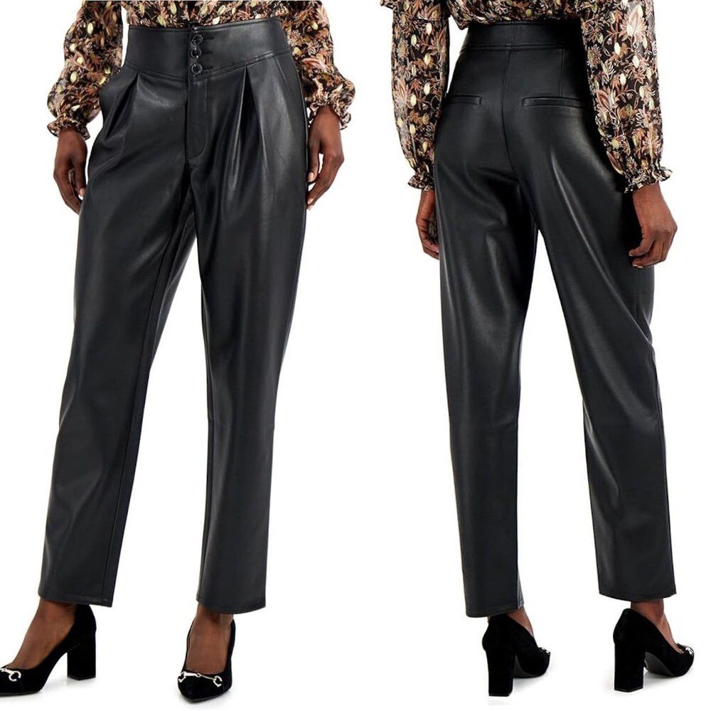 I.N.C INC International Concepts Pleated Faux Leather Pants Size Size 32" / US 10 / IT 46 - 1 Thumbnail
