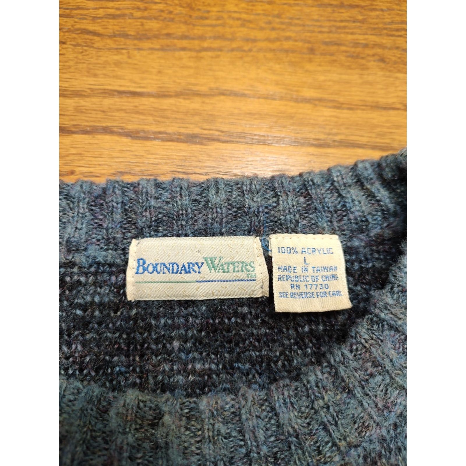 Vintage VINTAGE Boundary Waters Sweater Mens Large Blue Acrylic Geometric Knit Crew Neck Pullover Knit All Seasons 90s 80s Classic Mens Size US L / EU 52-54 / 3 - 4 Thumbnail