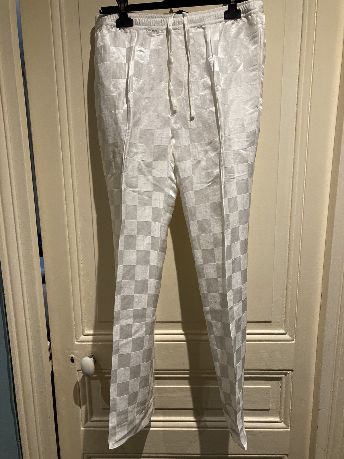 image of Haider Ackermann White Linen Silk Trousers 50, Men's (Size 33)