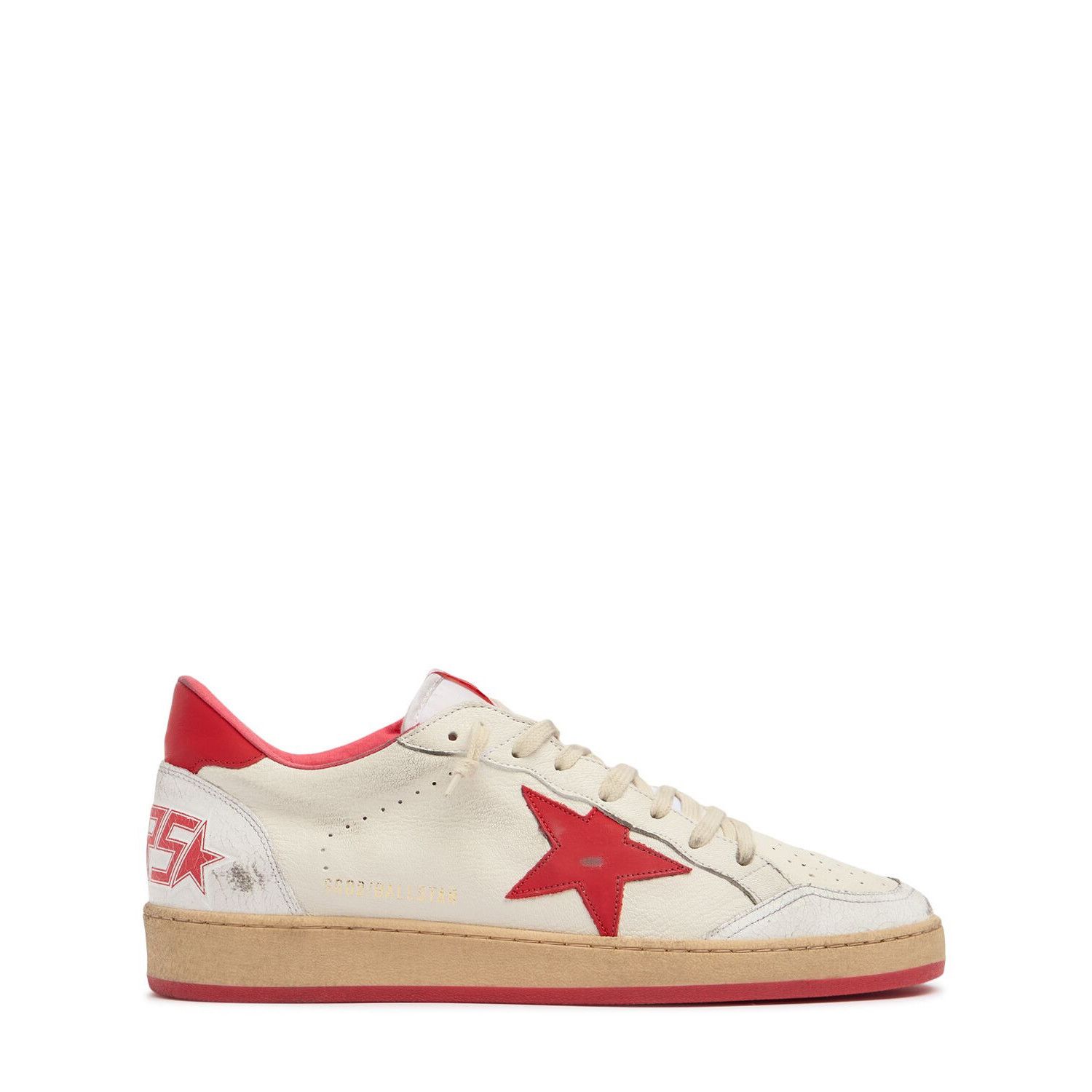 GOLDEN GOOSE Ball Star Men's White/Red Leather Low Top Sneak