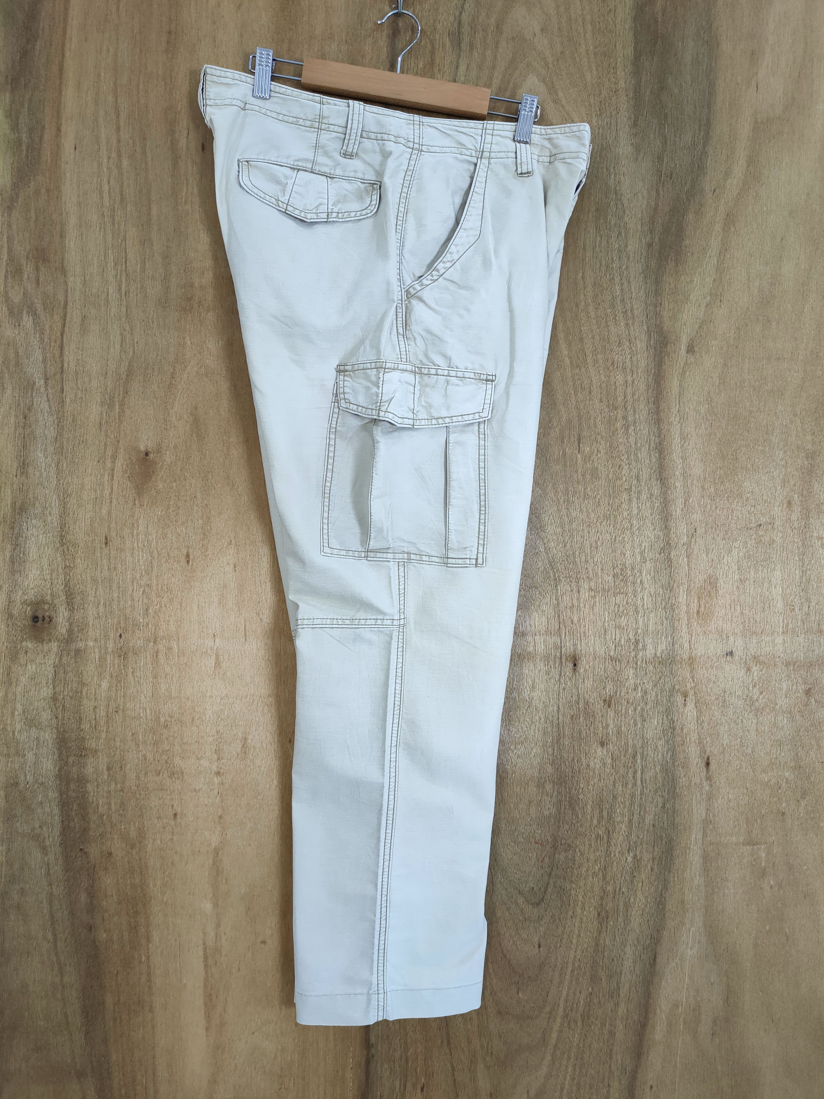 Japanese Brand × Numbers VINTAGE BACK NUMBER WHITE YELLOW BAGGY CARGO PANTS Size US 34 / EU 50 - 3 Thumbnail