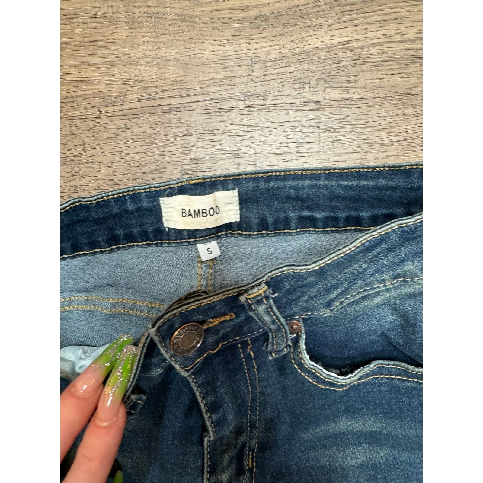 Other Women's Bamboo Faded Flare Blue Jeans Size 5 Size 29" - 4 Thumbnail
