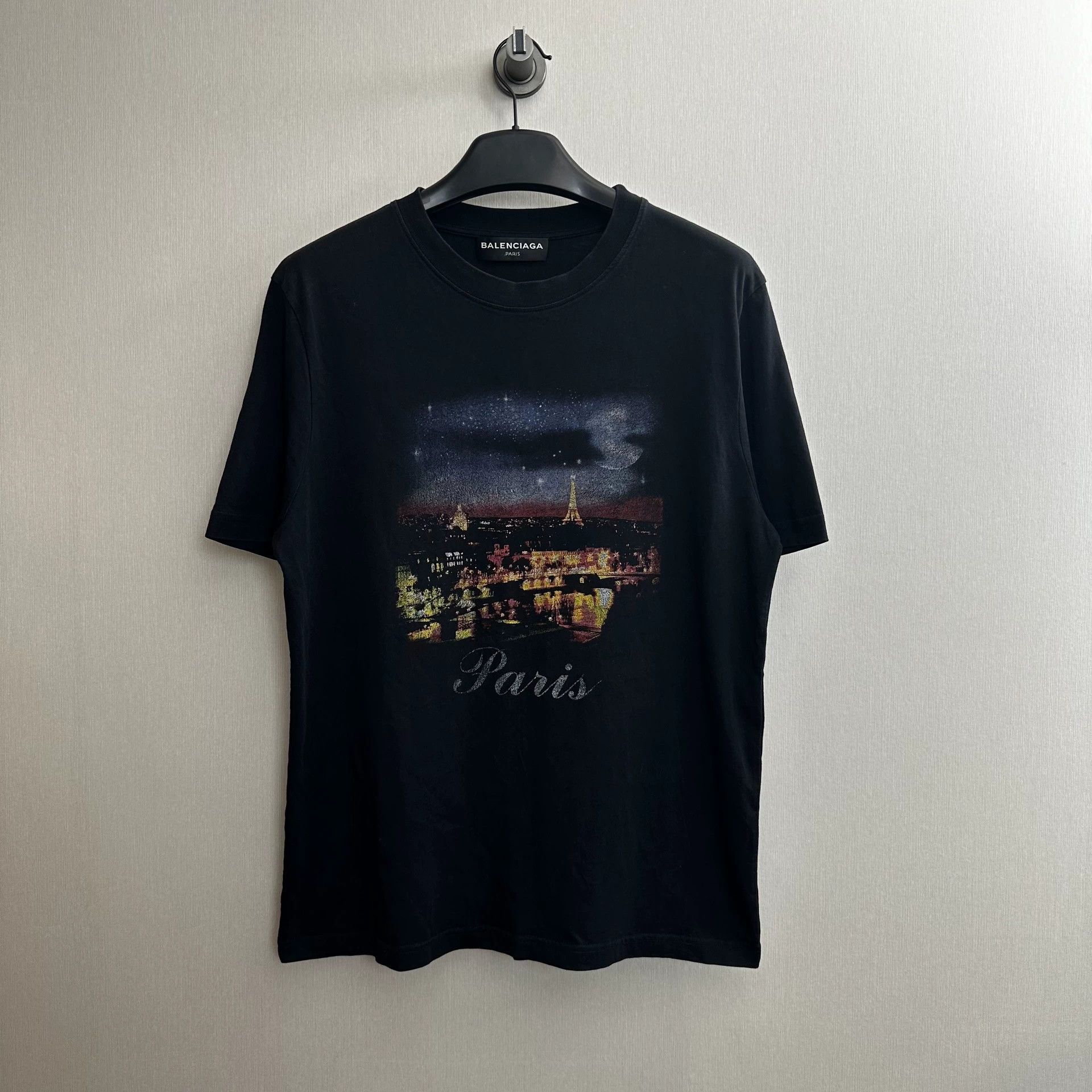 black short sleeve Balenciaga Paris t-shirt