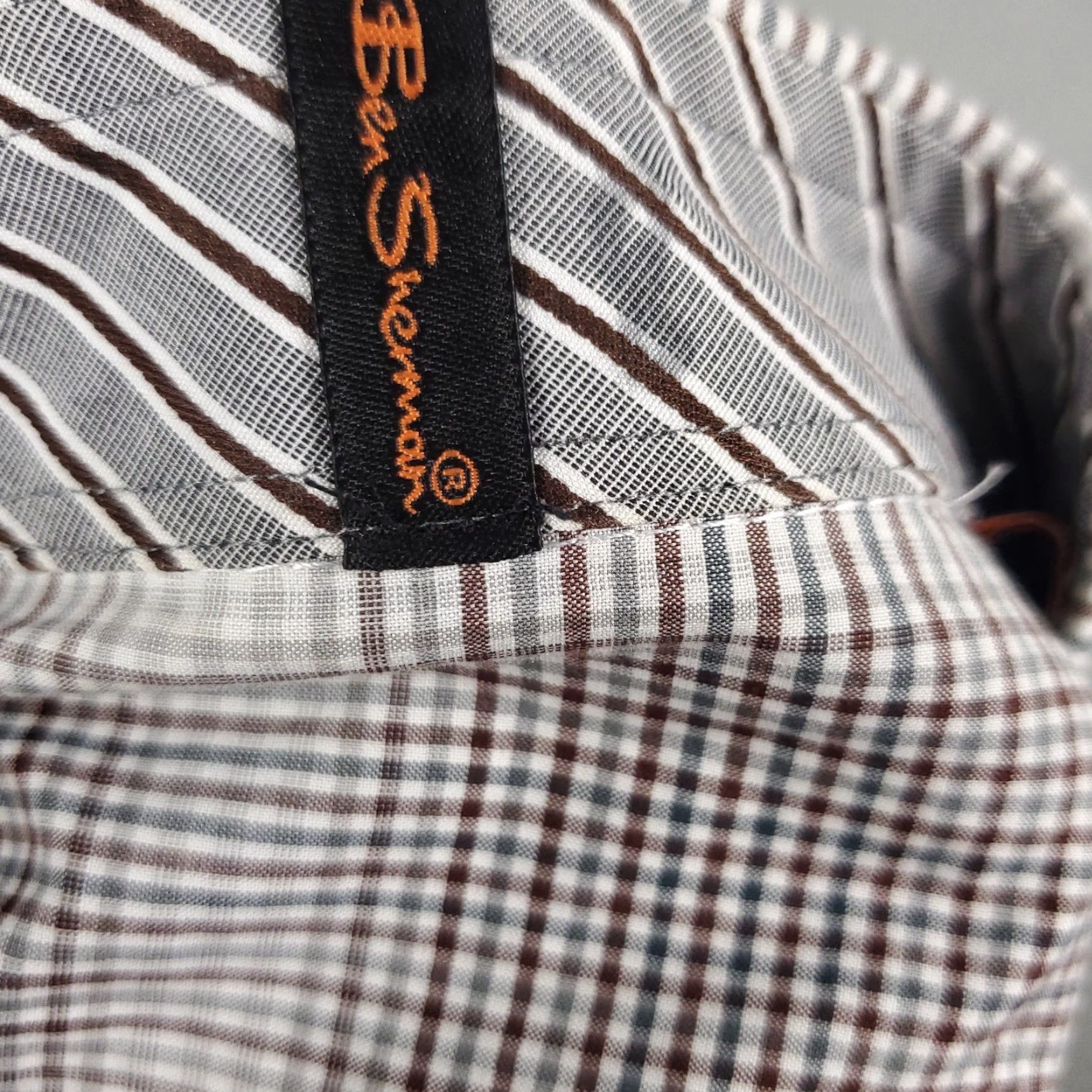 Ben Sherman VINTAGE Ben Sherman Gray Plaid Dress Shirt Men 16 Regular 34/35 Long Sleeve Button Up Size 42R - 8 Thumbnail