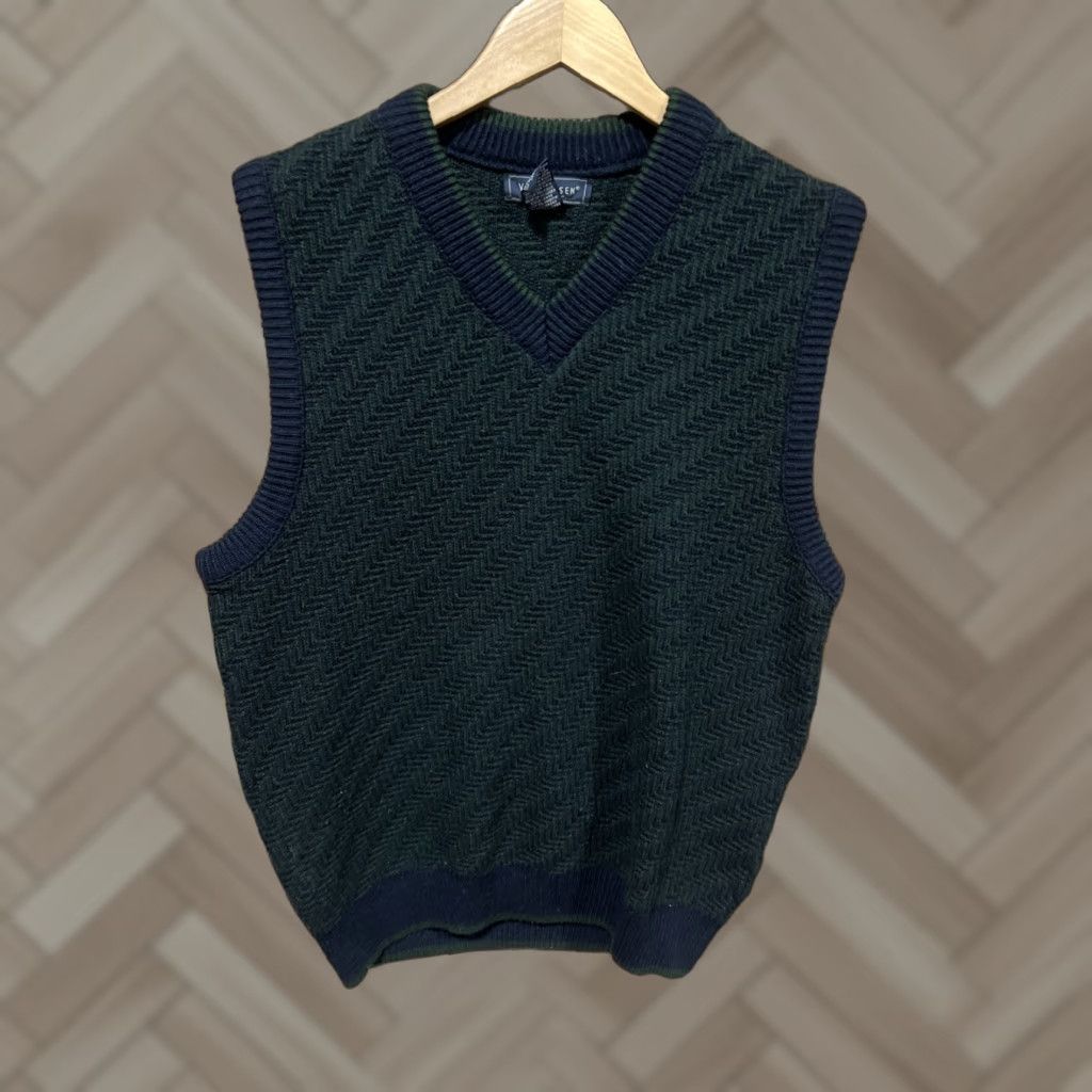 Van Heusen VINTAGE Van Heusen Mens Sweater Vest Golf Green Argyle Pullover Large Vest Sleeveless L Green Mens Size US L / EU 52-54 / 3 - 1 Thumbnail