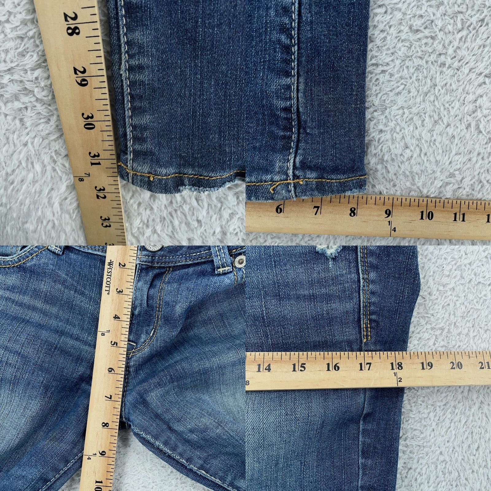 American Eagle Outfitters American Eagle Jeans Womens 10 Slim Distressed Bootcut Denim Blue 34x32 Stretch Cotton Spandex Size 32" / US 10 / IT 46 - 9 Thumbnail