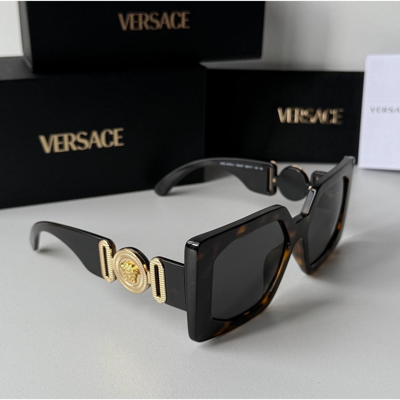 Versace NEW Versace VE4478U Oversized Havana Brown Square Sunglasses Size ONE SIZE - 6 Thumbnail