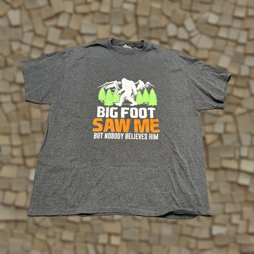 Port & Company Port & Company Shirt 2XL Gray White Orange Big Foot Saw Me but nobody Believes Him Mens T-Shirt 2XL Cotton Crew Neck Short Sleeve Fall Spring Summer Size US XXL / EU 58 / 5 - 1 Thumbnail