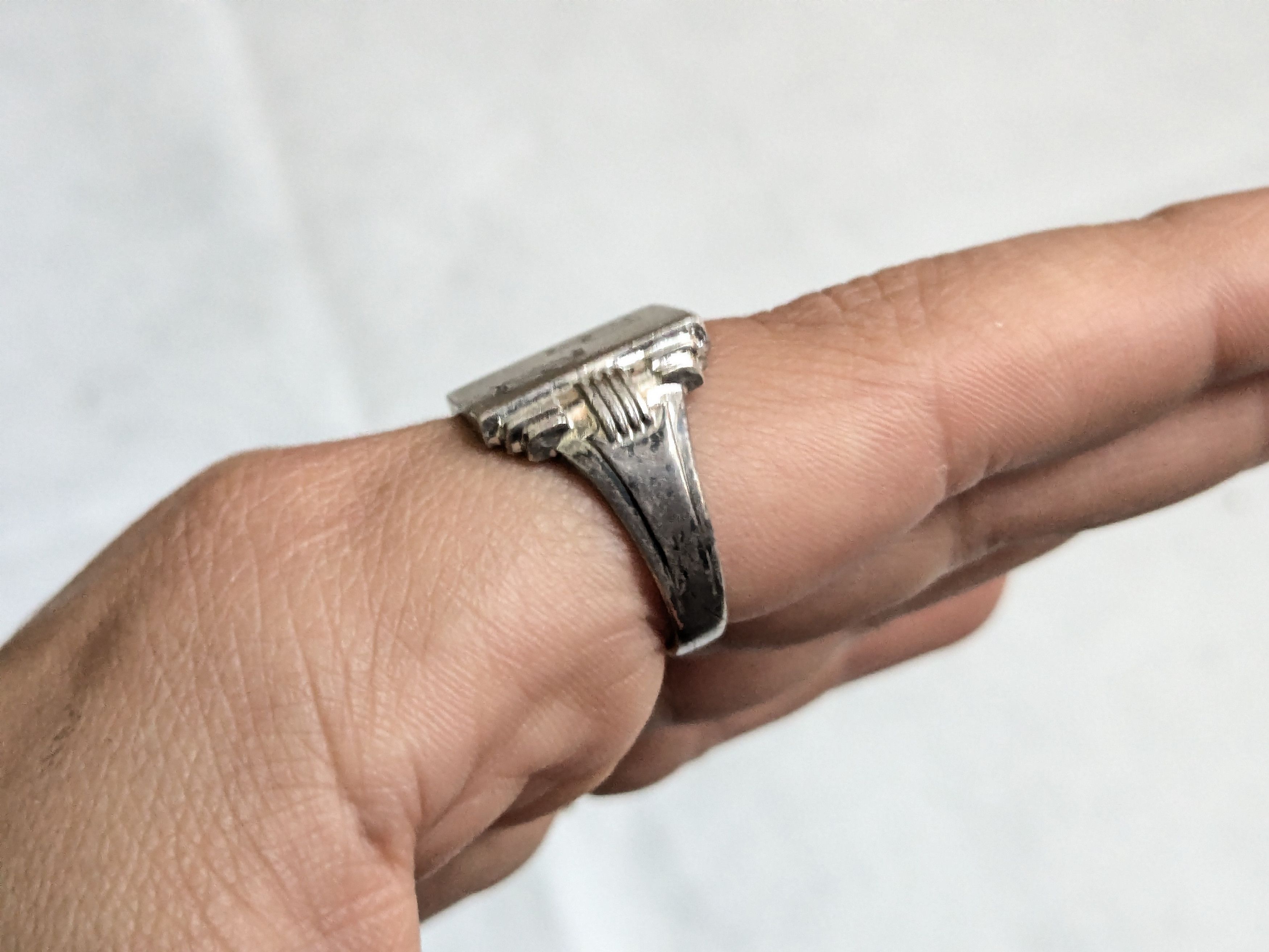 Jewelry Vintage Sterling Silver Signet Ring 11.25 Rectangle Monogram Size ONE SIZE - 13 Thumbnail