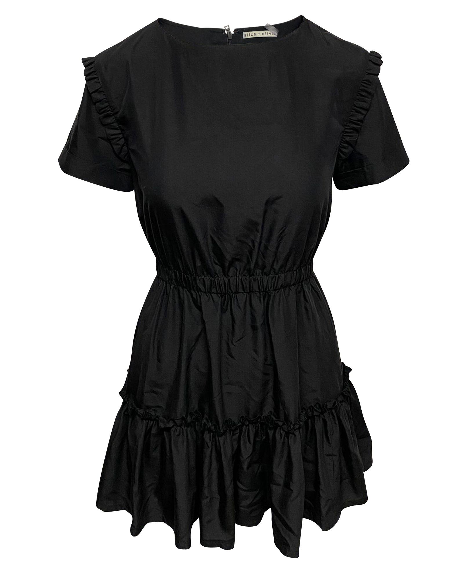 Alice + Olivia Alice + Olivia Garner Ruffled Mini Dress in Black Modal Size XS / US 0-2 / IT 36-38 - 1 Thumbnail
