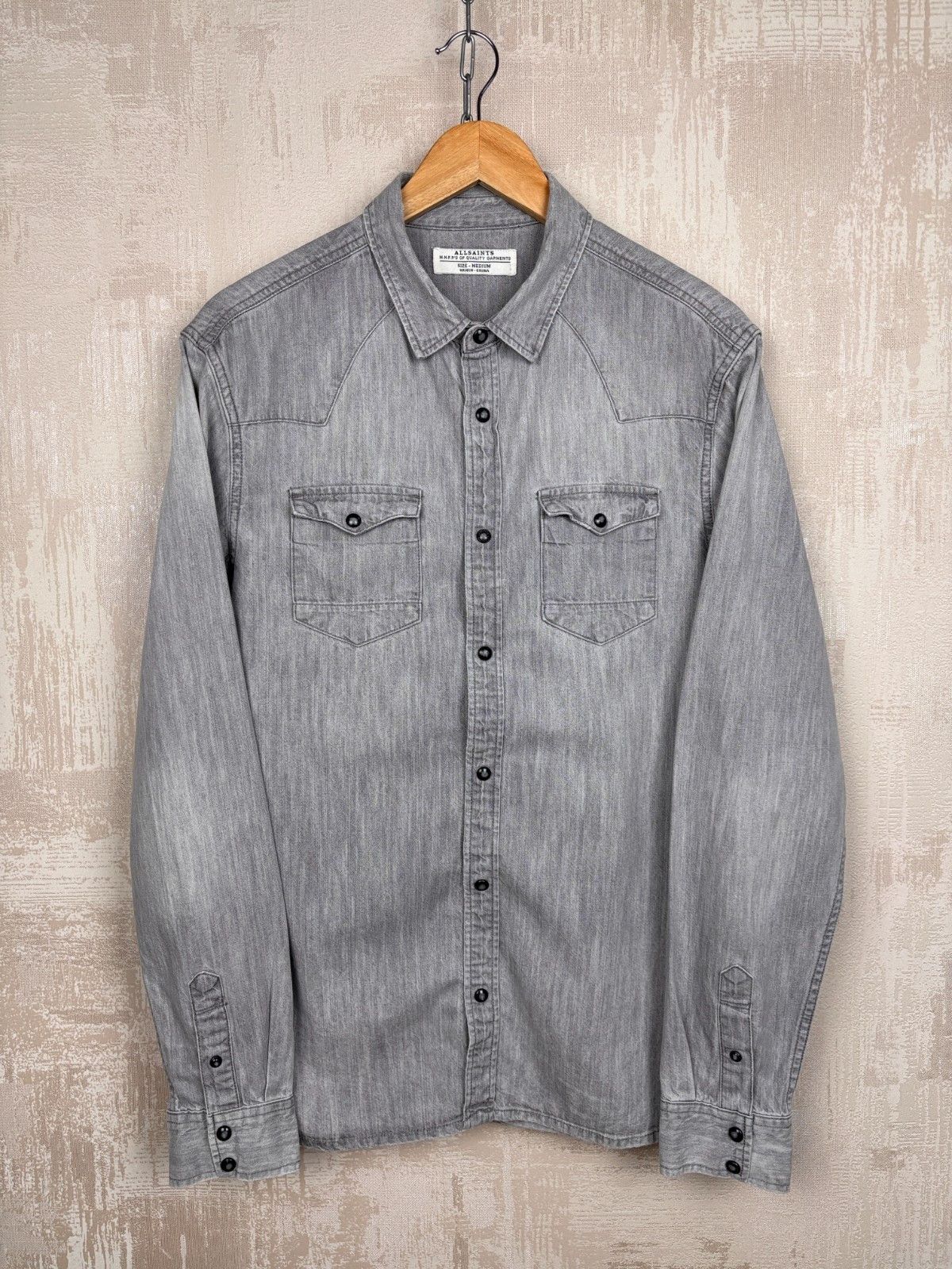 Allsaints AllSaints Cannon Long Sleeve Pearl Snap Button Western Shirt Size US M / EU 48-50 / 2 - 8 Thumbnail