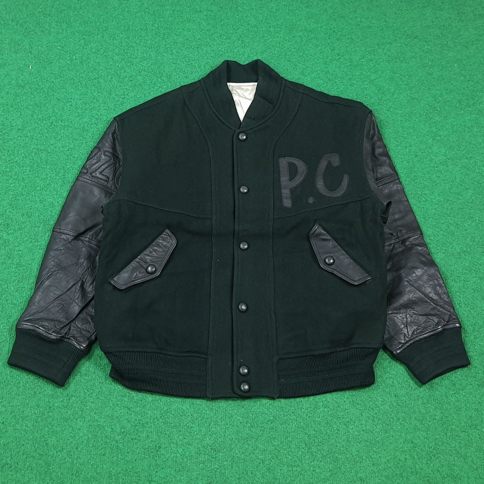 Japanese Brand Vintage 80s Pazzo Club Varsity Wool Leather Bomber C287N16 Size US L / EU 52-54 / 3 - 3 Thumbnail