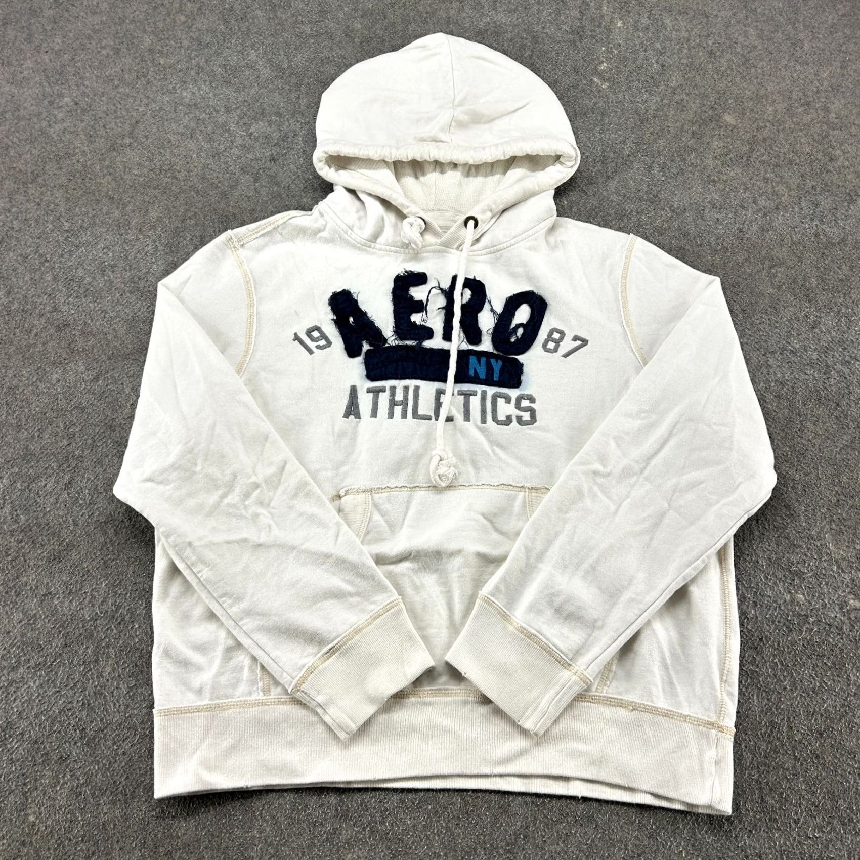 Aeropostale VINTAGE Aeropostale Hoodie Men L White Pullover Heavy Cotton Y2K Logo 80s 90s Size US L / EU 52-54 / 3 - 2 Thumbnail