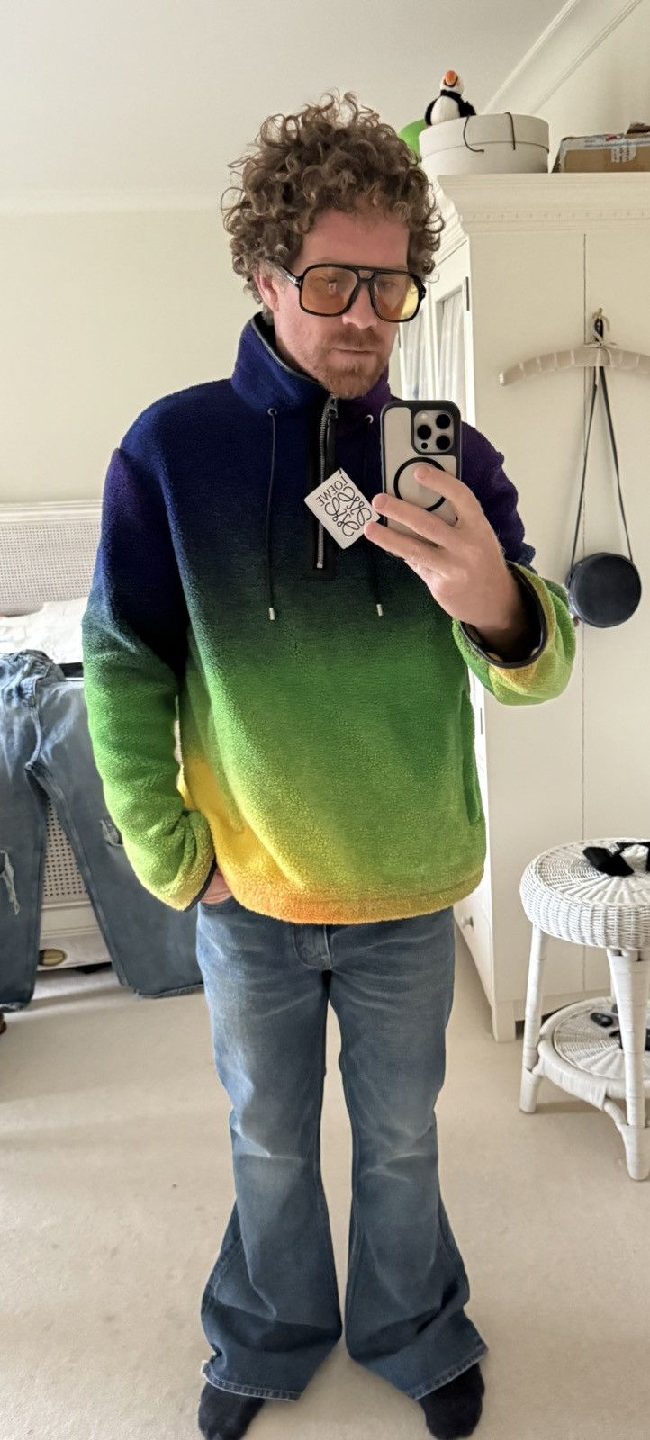 Loewe $2.5k 🤑 Loewe gradient Rainbow fleece leather detail jacket Size US L / EU 52-54 / 3 - 6 Thumbnail