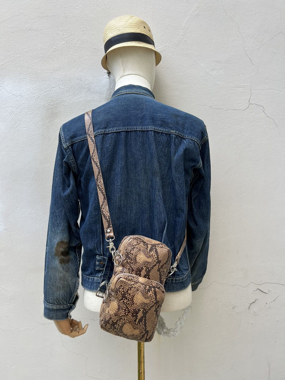 Control Freak Japan Snake Skin Leather Sling Bag, Men's