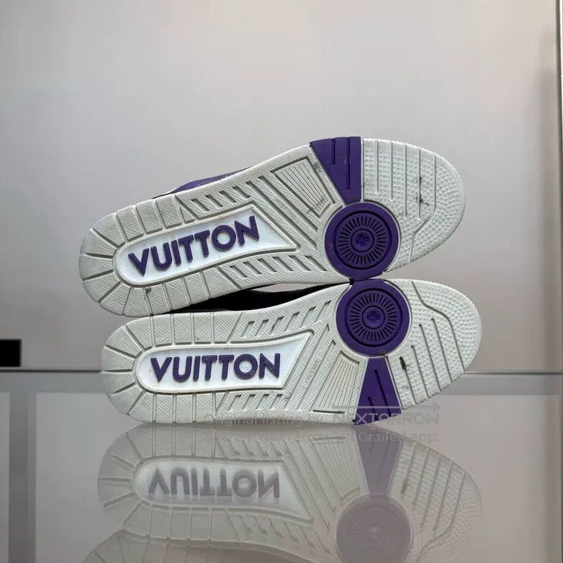 Louis Vuitton Louis Vuitton Trainer white and purple checkerboard shoes Size US 8.5 / EU 41-42 - 4 Thumbnail