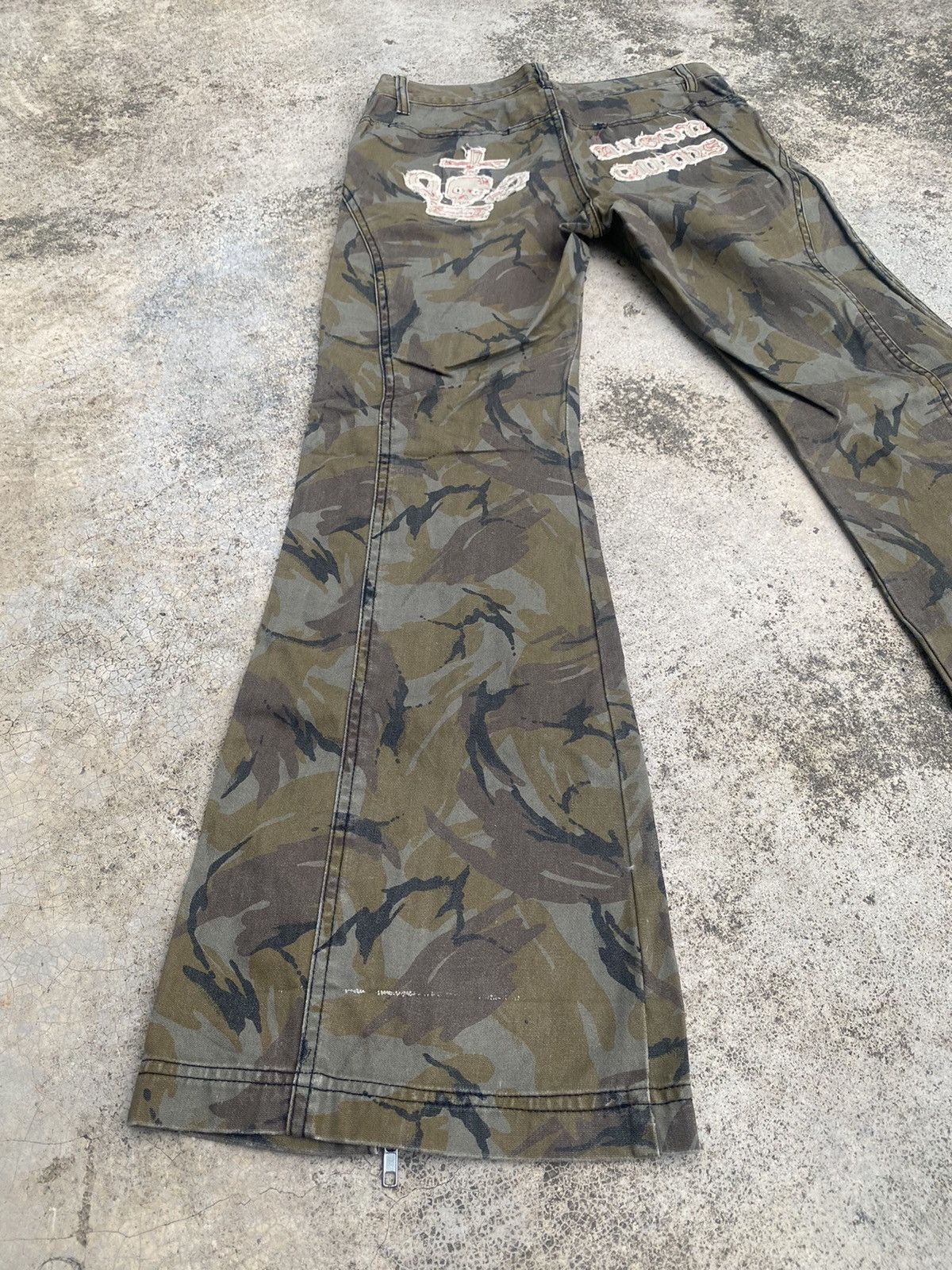 Japanese Brand Flare Jeans Algonquins Camo Zipper Bootcut Size US 31 - 14 Thumbnail