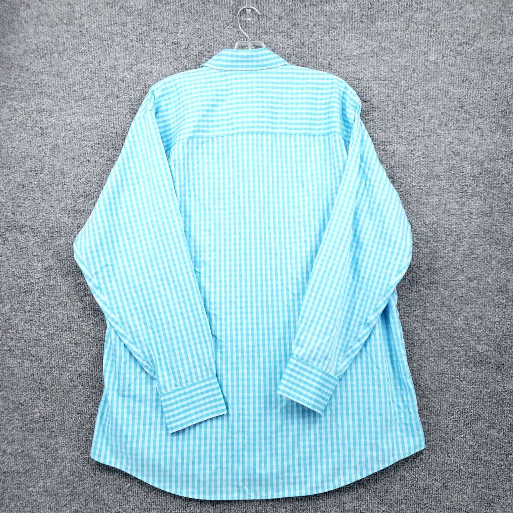 Kenneth Cole Kenneth Cole Reaction Shirt Mens L Blue Dress Button Check Non Iron Size 42R - 2 Thumbnail