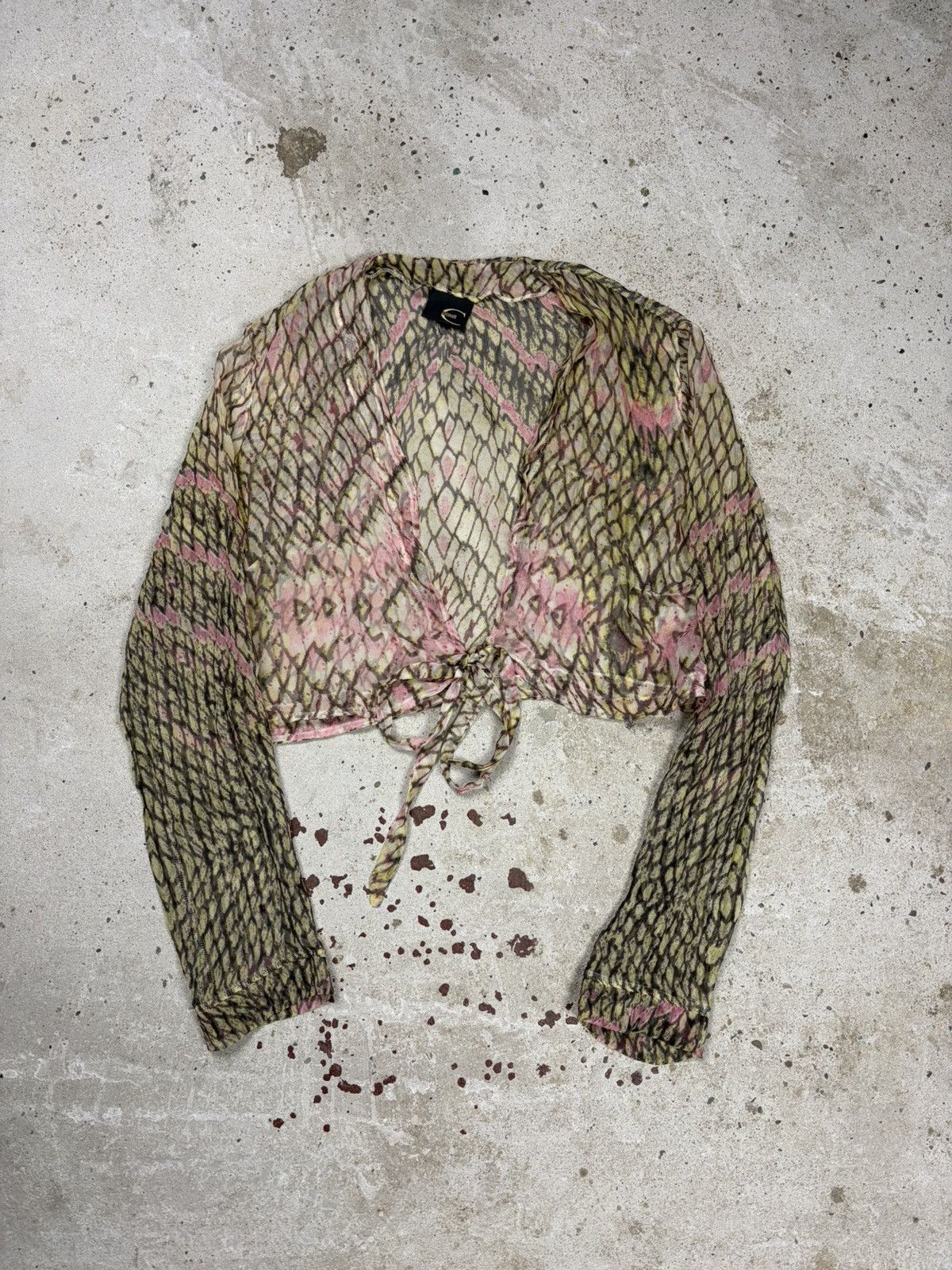 Just Cavalli Vintage 2000s Just Cavalli Snake Skin Print Mermaid Mesh Top Size M / US 6-8 / IT 42-44 - 1 Thumbnail