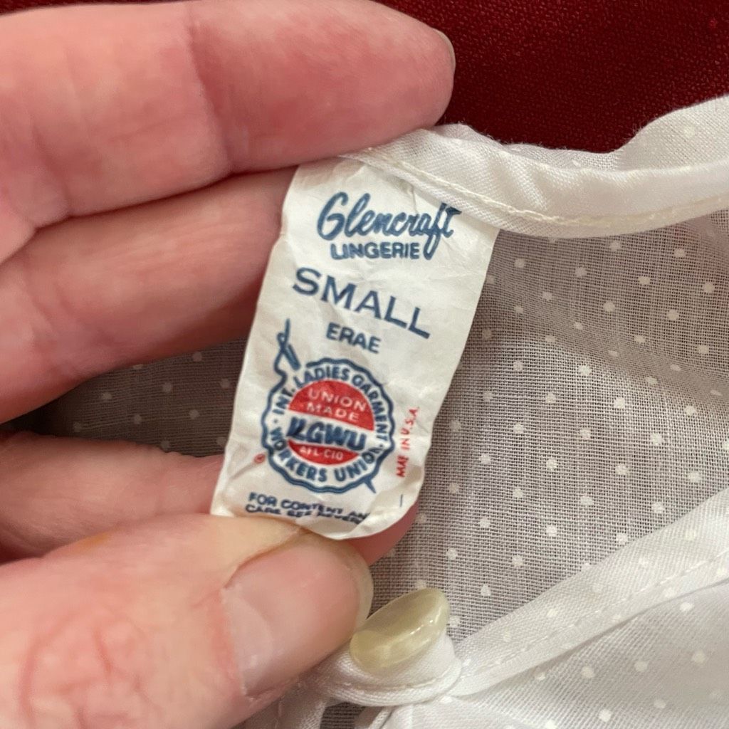 Vintage Vintage 70s Glencraft Nightgown Union Label White Swiss Dot Size ONE SIZE - 6 Thumbnail