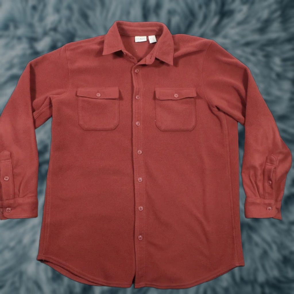 Vintage L.L. Bean Jacket Mens L Button Up Fleece Jacket Oversized Long Red Size US L / EU 52-54 / 3 - 1 Thumbnail
