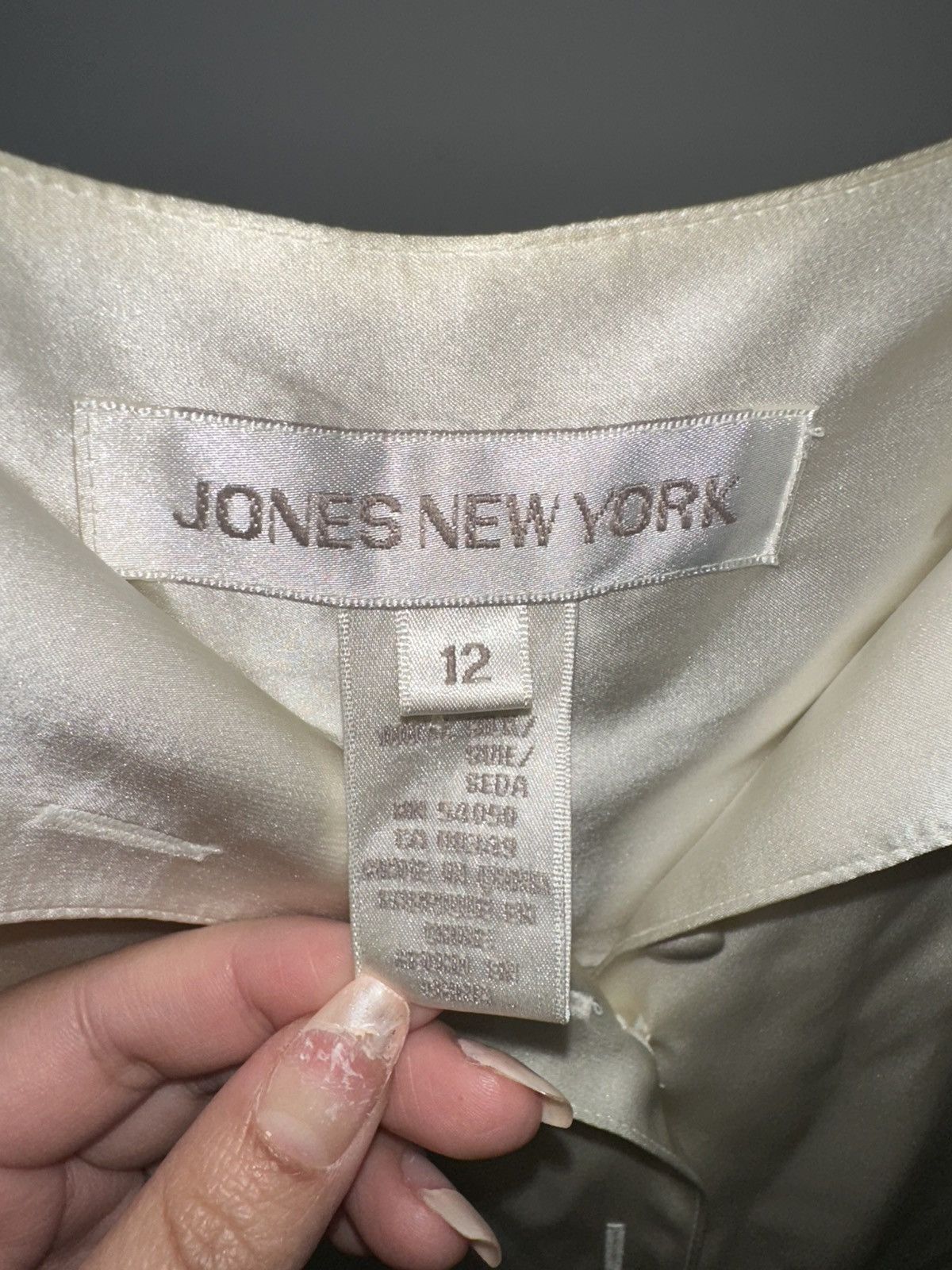 Jones New York Vintage Rare 80s Silk Cream blouse Silk Jones New York Size L / US 10 / IT 46 - 7 Thumbnail