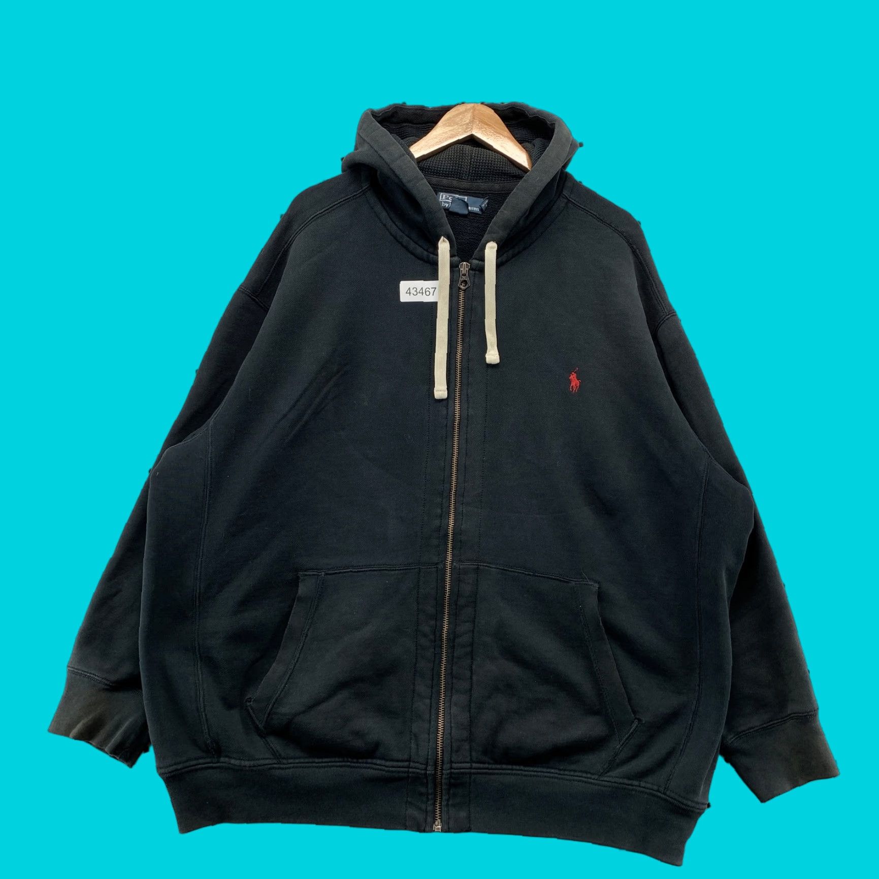 Polo Ralph Lauren Zip Hoodie Sweatshirt Mens 3XB Big Black Thermal Hooded