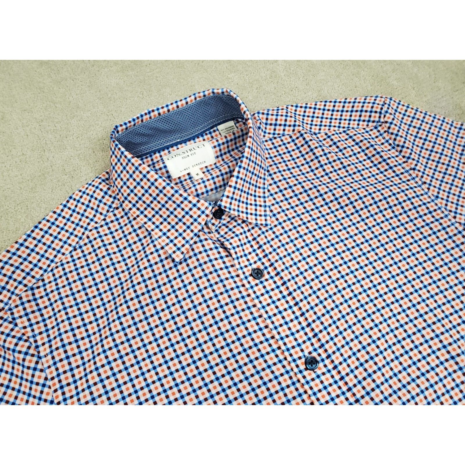 Vintage Con.Struct Shirt Mens Medium White Blue Button Up 4 Way Stretch Performance Shirt Casual/Outdoor 4-Way Stretch Slim Button-Down Collar Men Size US M / EU 48-50 / 2 - 2 Thumbnail