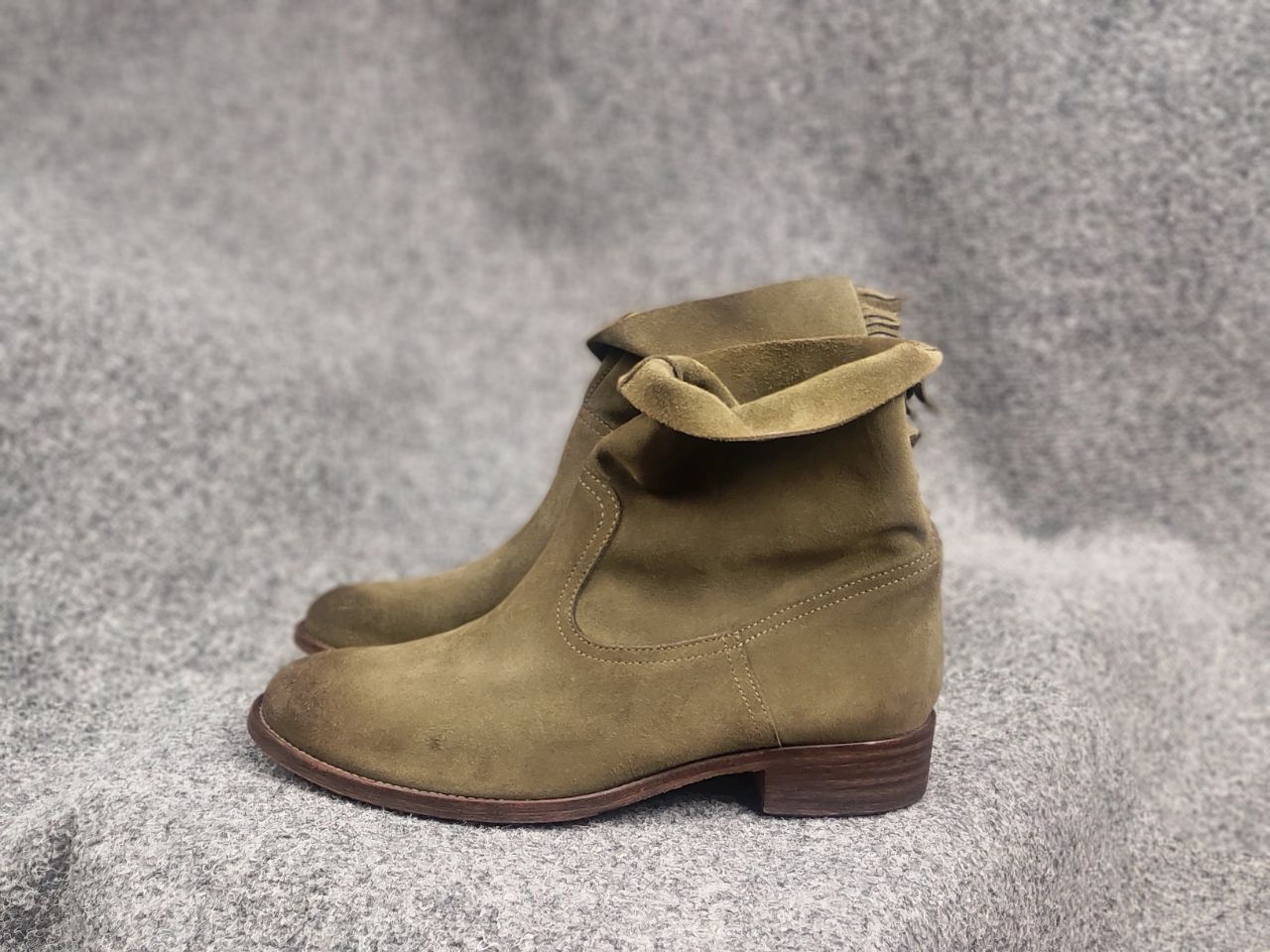 Vintage Via Roma 15 Designer leather shoes green Flat Ankle Boots Size US 11 / IT 41 - 11 Thumbnail