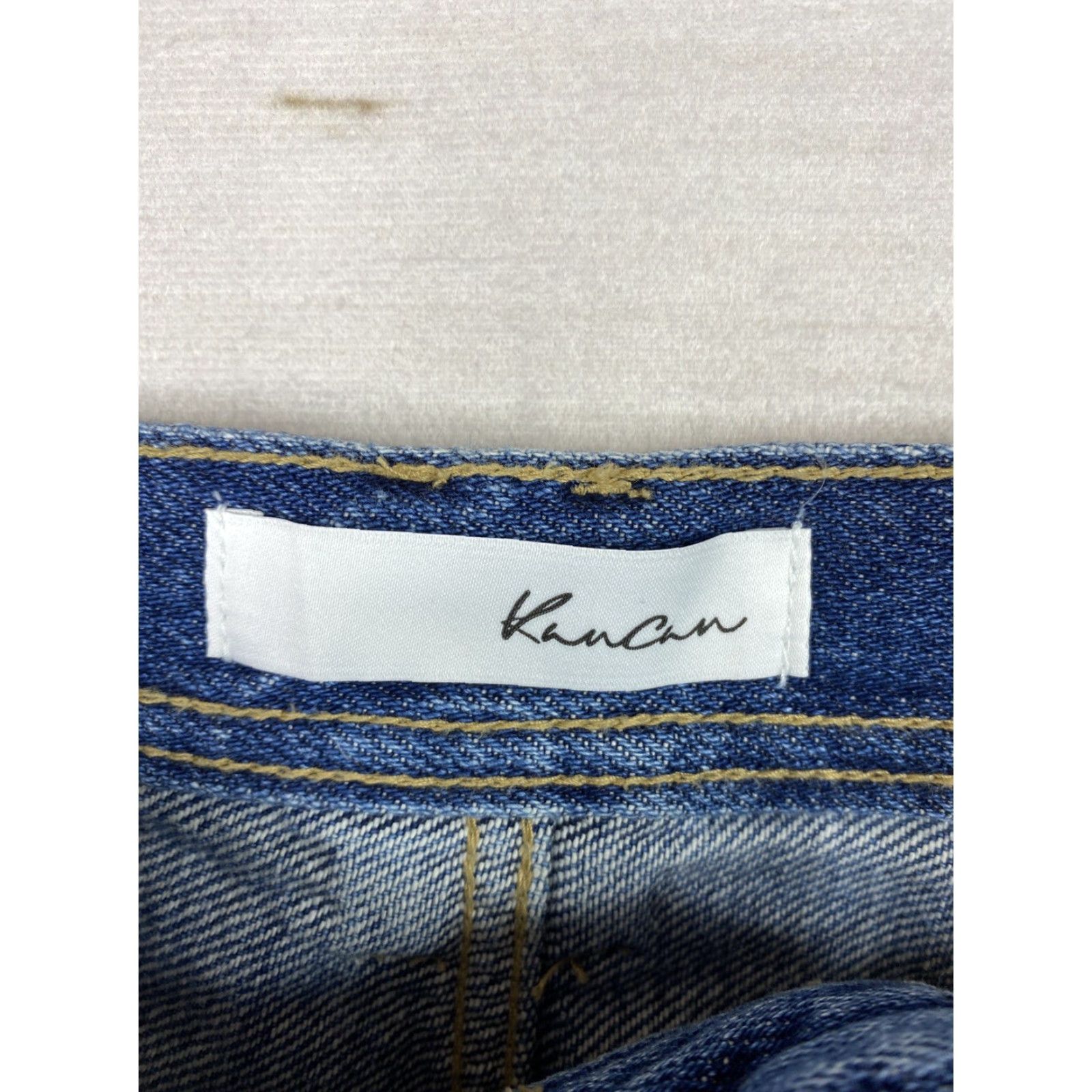 Vintage KanCan Shorts Womens Sz S Dark Wash Denim Distressed High Rise Button Fly NWT Size 28" / US 6 / IT 42 - 4 Thumbnail