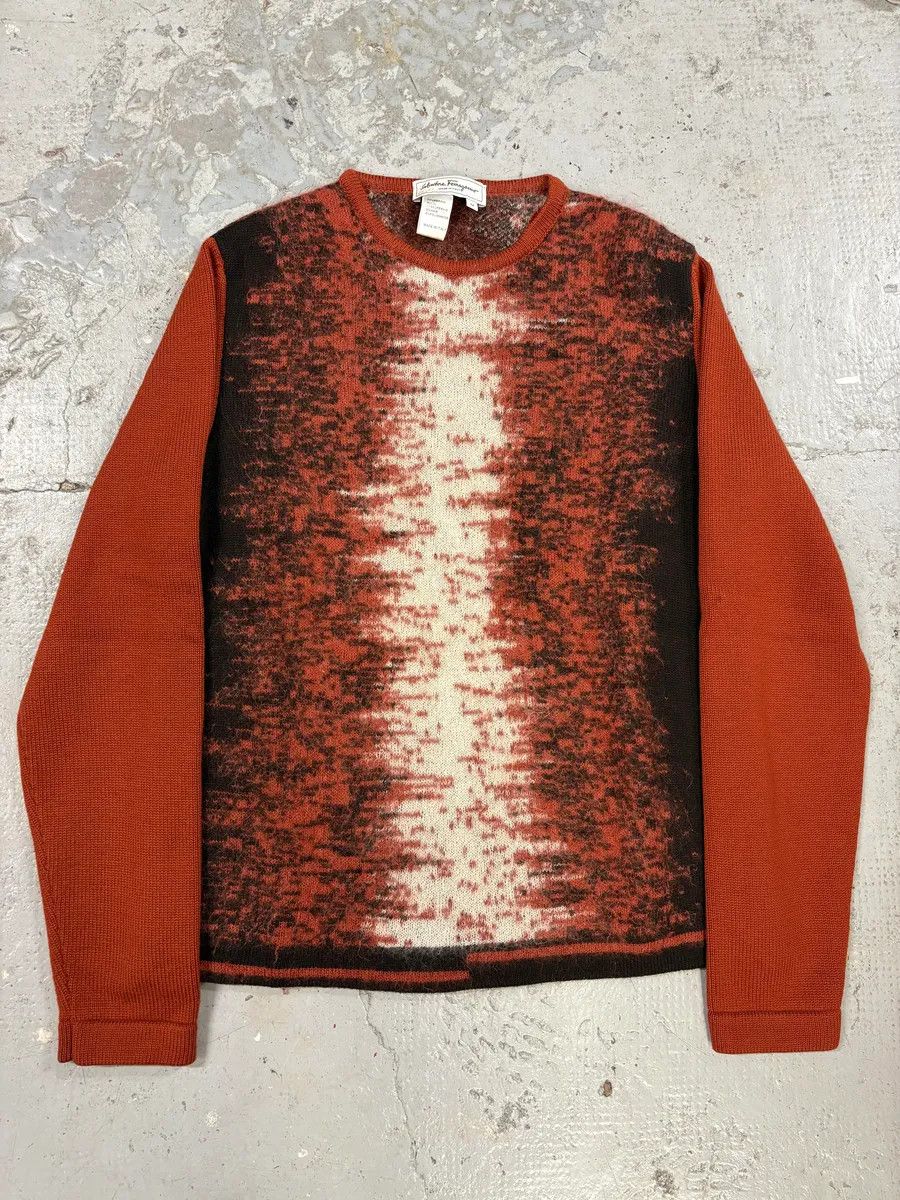 Salvatore Ferragamo 1990s Ferragamo Red Mohair Crewneck Sweater Size US M / EU 48-50 / 2 - 1 Thumbnail