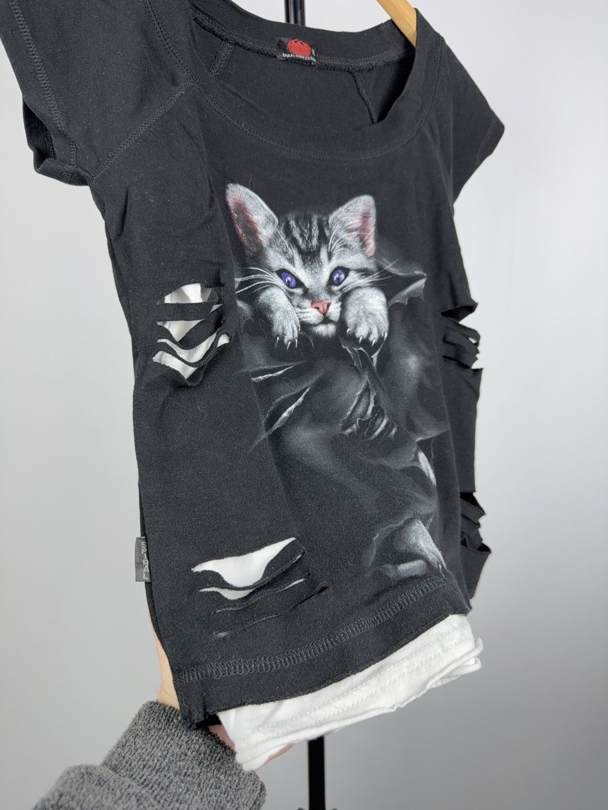 Vintage Spiral Direct Goth Opium Cat Graphic Distressed Tee Y2K Alt Size XL / US 12-14 / IT 48-50 - 5 Thumbnail