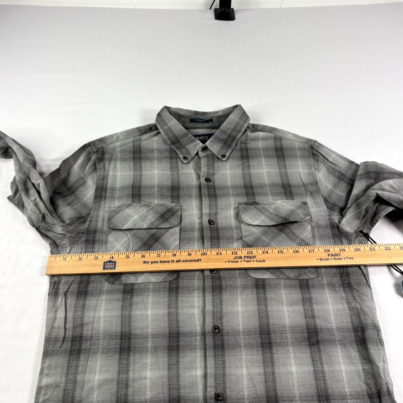 Roark Roark Cassidy Shirt Mens Medium Gray Plaid Button-Up Long Sleeve Casual Classic Fit Size US M / EU 48-50 / 2 - 5 Thumbnail