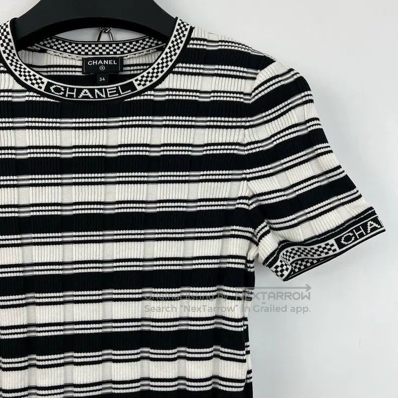 Chanel Chanel Black and white striped logo knitted short sleeves Size XXS / US 00 / IT 34 - 5 Thumbnail