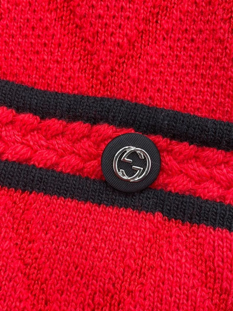 Gucci Gucci Red and black-rimm knitted wool cardigan sweater 2501 Size US XS / EU 42 / 0 - 3 Thumbnail