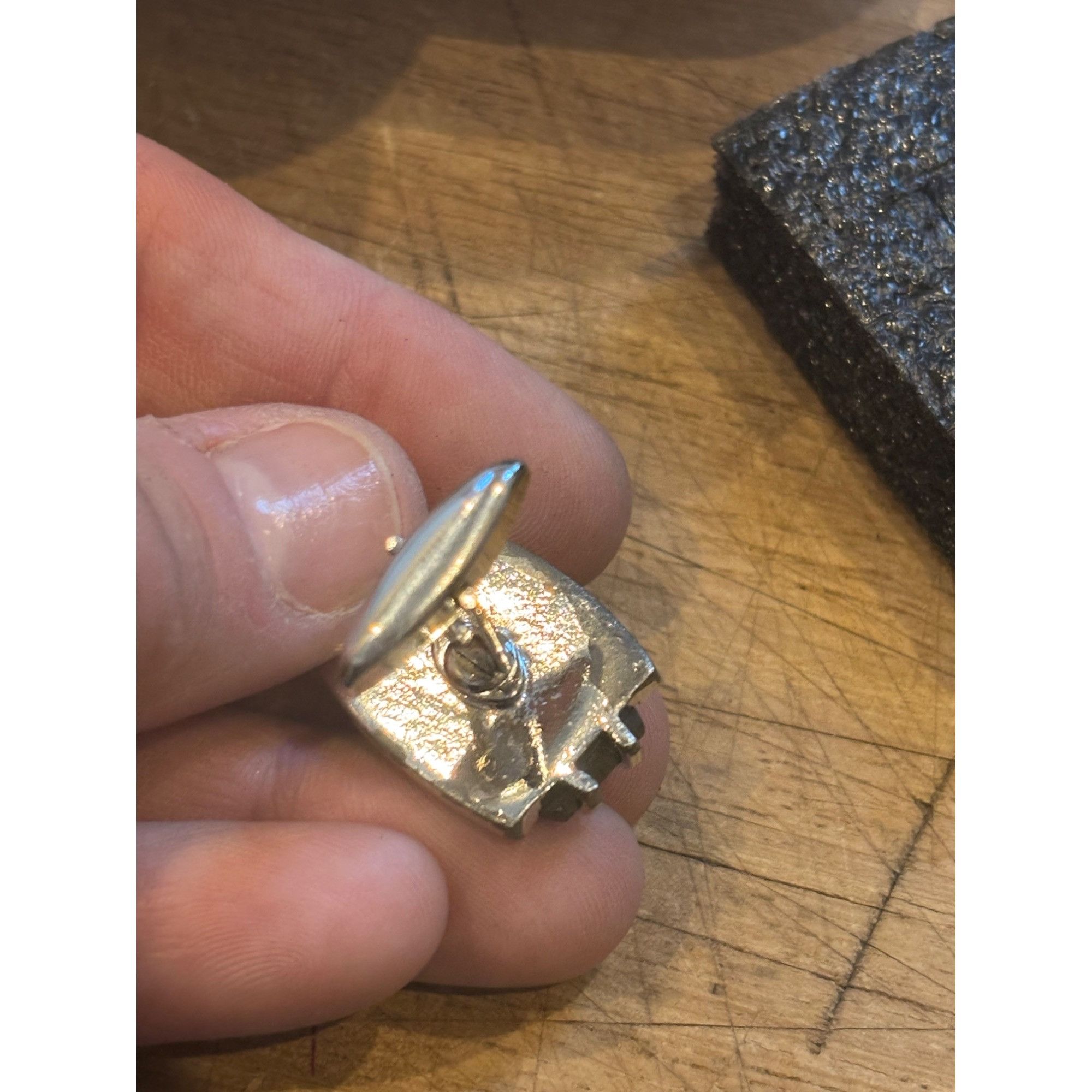 Other Vintage Silver & Black Cufflinks With Box Size ONE SIZE - 4 Thumbnail