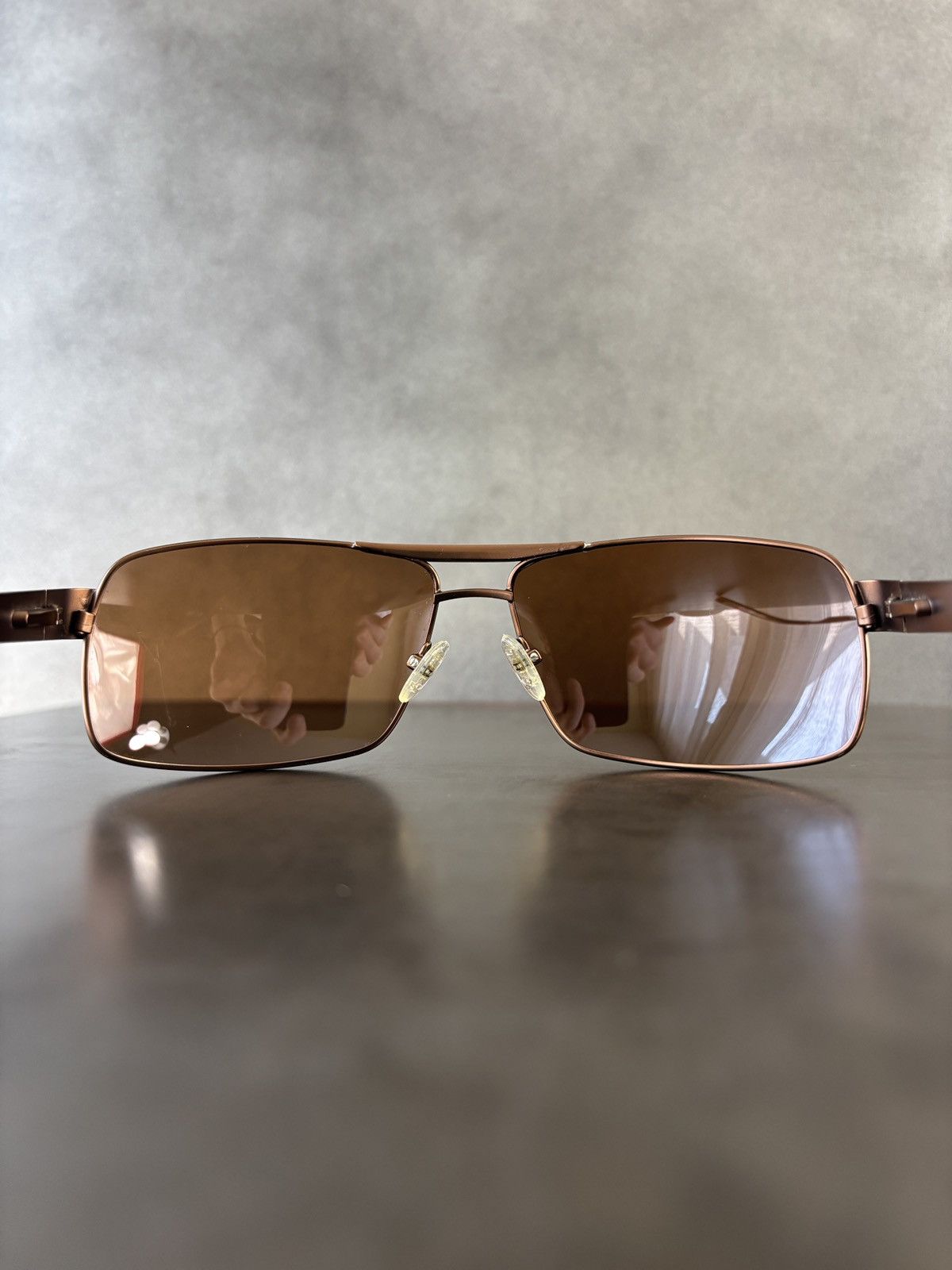 Designer Hoffman Sunglasses Aviators Bronze Metal Wrap Shield 90s Size ONE SIZE - 12 Thumbnail