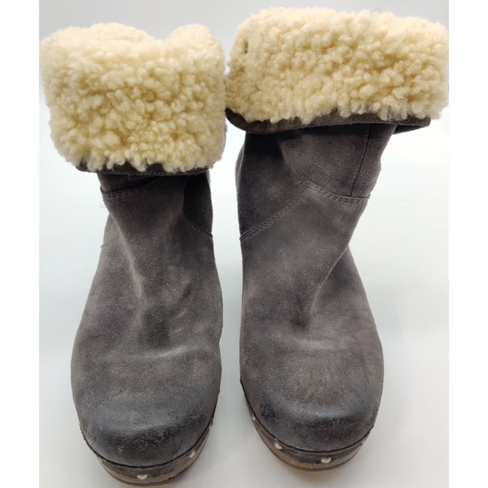Ugg UGG Womens Lynnea Gray Suede Boots Size 5 Fold Over Sheepskin Shearling Lined Size US 5 / IT 35 - 2 Thumbnail