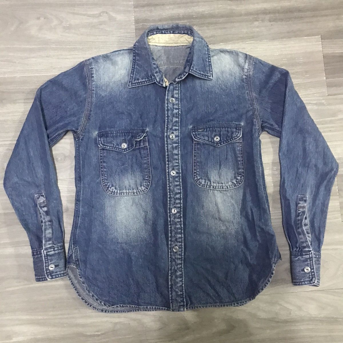 Buzz Rickson's × Indigo Reproduction USN Chambray Work Shirt Size US M / EU 48-50 / 2 - 7 Thumbnail