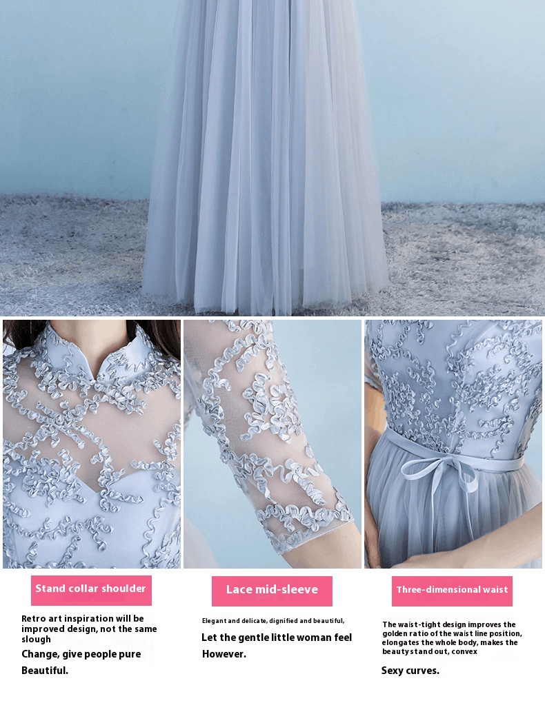 Other Long Bridesmaid Blue Wedding Dress Girlfriends Party Dress Size L / US 10 / IT 46 - 4 Thumbnail